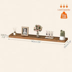 HOOBRO Floating Shelves for Wall, Wall Mounted Shelf Set of 2, 55" Hanging Shelf with Invisible Brackets, for Wall Storage in Bathroom Bedroom Kitchen Living Room Office, Rustic Brown BF140BJP201 - Image 3