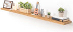 Fun Memories Floating Shelves for Wall, 72" W x 9.3" D Wood Floating Shelf with Invisible Heavy-Duty Metal Bracket, Deep Floating Shelf for Living Room Kitchen, Natural Finish by FunMemories