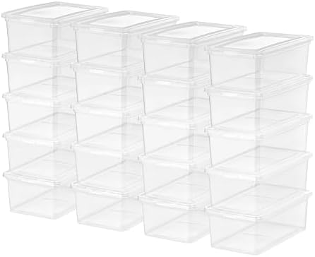 Storage Bins 5 Qt Stackable Plastic with Lids Clear 20 Pack for Closet Home by Unknown