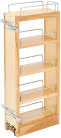Rev-A-Shelf Maple Pullout Organizer for Wall Kitchen Cabinets, Full Extension Slides & Adjustable Shelves, Min Opening Width of 5.5", 448-WC-5C by Rev-A-Shelf