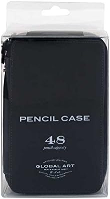 Global Art Genuine Leather Pencil Case 48 Pencil Capacity in Black by SpeedballArt