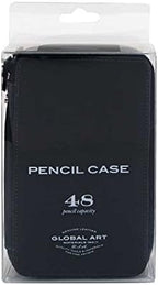 Global Art Genuine Leather Pencil Case 48 Pencil Capacity in Black by SpeedballArt