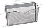YBM HOME Mesh Wall Mount File Organizer Holder for Home and Office, Single Pocket Hanging File Holder for Folders, Documents, Letters, and Magazines, Silver 2 Pack - Image 2