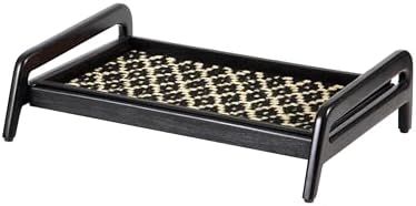 Anji Mountain Heavy Duty Waterproof Wooden Shoe Storage Mat Organizer/Boot Storage Tray Multi Use for Entryway with Coir, Black and Ivory Insert, 1 Tier, Fits 2 Pair (26.5" Wide) by AnjiMountain