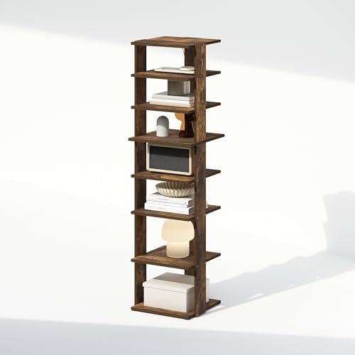 Furinno Turn-N-Tube Corner Shelf, 8-Tier Display Rack, Vertical Corner Storage Rack, Space Saving Organization and Storage, Entryway, Living Room, Closet, Amber Pine by Furinno-FitsYourSpaceFitsYourBudget