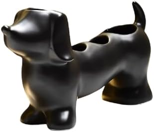 Creative Dachshund Toothbrush Holder, Cute Dachshund-Shaped Toothbrush Holders, Ceramic Bathroom Countertop Accessories, Personalized Decoration, for Bathroom Home(Black) by Unknown