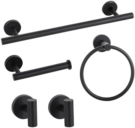 Matte Black Bathroom Hardware Accessories Towel Bar Set 5 Pieces by bkJasmine