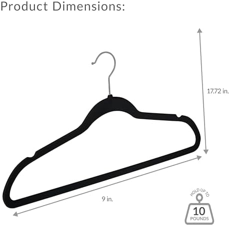 Simplify Slim Velvet Clothes Hangers | 100 Pack | Non-Slip | Shirts | Suit | Pants | Dresses | Garments | Closet Storage & Organization | Durable | Black - Image 5