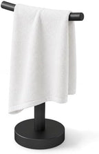 YUMORE Hand Towel Holder Stand for Bathroom & Kitchen, Freestanding T-Shape Towel Rack with Weighted Base, Matte Black by YUMORE