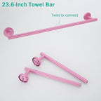 Pink Bathroom Hardware Set,5 Pieces Bathroom Towel Bar Set,24 inch Towel Bar,Towel Ring for Bathroom,Robe Towel Hooks,Toilet Paper Holder Wall Mounted(Drilling),SE96006S-5PK - Image 7