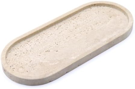 OOBOOB Oval Natural Marble Bathroom Tray for Decor Countertop, Marble Vanity Tray for Candles Perfume, Jewelry, Cosmetics, Elegant Vanity Organizer for Jewelry, Perfume by Unknown