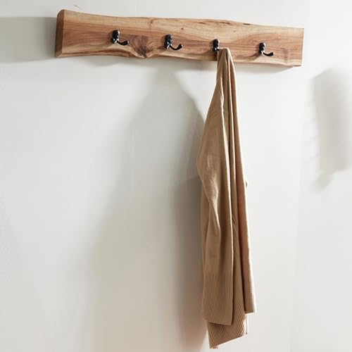 Alaterre Furniture Alpine Natural Live Edge Wood Coat Rack – 36 Inch Solid Wood Wall-Mounted Coat Hook with 4 Double Hooks – Modern Farmhouse Storage Organization for Entryway, Hallway, or Mudroom - Image 2