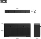 Halitaa Entryway Bench with Shoe Storage and Coat Rack, Fluted Storage Bench with Cushioned Seat and 2-Tier Flip-Drawer Shoe Cabinet, Shoe Bench for Hallway Mudroom Bedroom,Black - Image 2