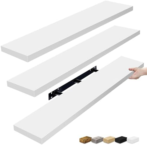 Sorbus Floating Shelves for Wall Storage (48 Inch, 3 Pack, White) by Sorbus