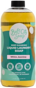 Buff City Soap - Liquid Laundry Soap Made With Simple Ingredients & No Harsh Chemicals - Cleans Tough Stains & Lifts Dirt - Floral, Citrus, & Cedarwood Scented Laundry Detergent - White Jasmine by BuffCitySoap