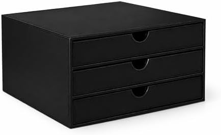 UnionBasic Document Organizer, 3-Drawer File Cabinet Document Storage Box, Office Desktop Filing Organizer, Black by UnionBasic