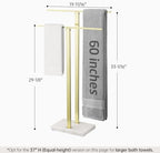KES Standing Towel Rack with Heavy Marble Base, 2-Tier, Brushed Gold - Image 5