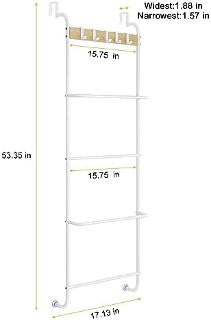 BTY Over The Door Towel Rack 5 Tier Towel Door Hanger for Bathroom Over The Door Towel Bar Hanger with Hooks Back of Door Towel Rod Organizer for Clothes Hand Towels (White) - Image 2
