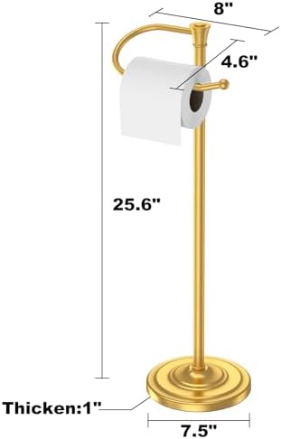 Toilet Paper Holder Free Standing, 25” H Stainless Steel Brass Gold Toilet Paper Stand, Weighted Base Floor Tissue Roll Holder for Bathroom,Toilet Roll Stand - Image 4