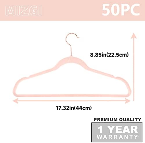 MIZGI Velvet Hangers 50 Pack Non Slip Heavy Duty Blush Pink Rose Gold Hooks - Image 2