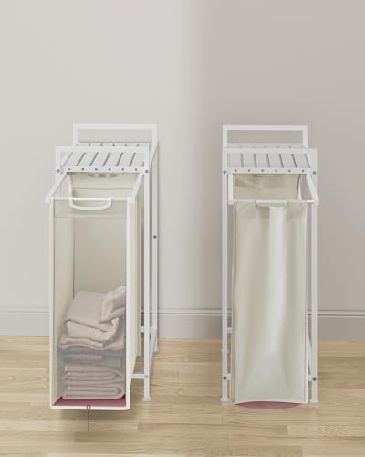 VASAGLE 47 Litre Metal Frame Laundry Basket with Shelf 42 x 28 x 75 cm - Image 4