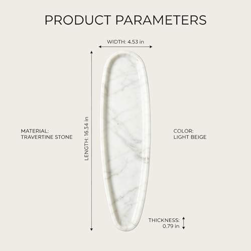 Natural Marble Vanity Tray, 16.6"x4.6", Italian Carrara White - Image 2