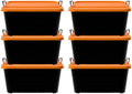 Life Story 6 Pack Stackable Storage Bin, 55 Qt Home Organizer, Black/Orange by LifeStory