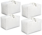 DoYiKe Soft Large Canvas Comforter Storage Bags with Four Carrying Handles and Clear Window, Closet Organizer for Clothing, Blankets Sheets Pillows and Bedding, 80L, 4 Pack, White by DoYiKe
