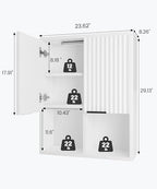 HAIOOU Fluted Bathroom Wall Cabinet with Motion Sensor Light - White - Image 3