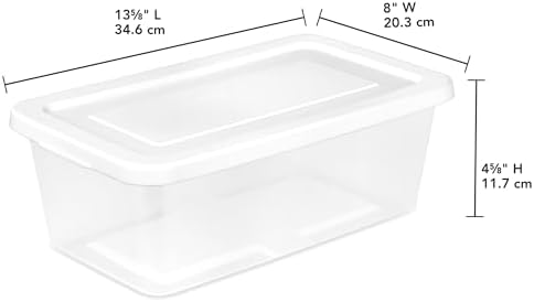 Sterilite Storage Boxes, Stackable Clear Plastic Bins, 6 Quart, 12-Pack - Image 3