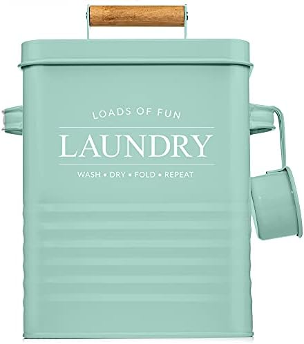 Calindiana Modern Farmhouse Metal Soap Dispenser with Scoop for Laundry Room Decor and Organization, Mint by Calindiana