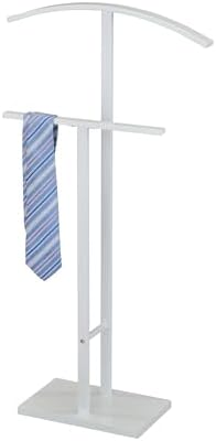 KB Designs - Metal Suit Valet Stand Clothing Organizer, Clothes Rack, Jacket Hanger, Tie Hanger (White) - Image 2