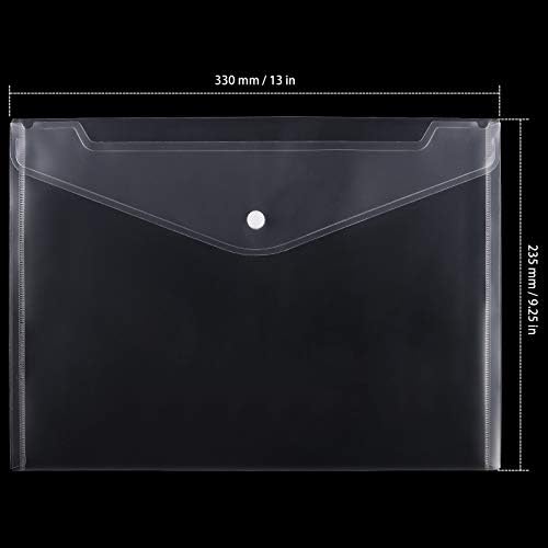 100 Pack Plastic Envelopes, 13x9 Inch Reusable Clear Polypropylene Envelope Folder with Snap Closure, A4 Size Envelope Waterproof File Folders for Home, Office Supplies - Image 2
