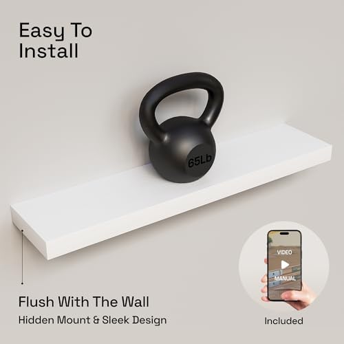 Solid Wood Floating Shelves for Wall 30 Inches Long, White Wooden Shelf - Image 5