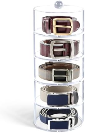Belt Organizer, 5-Tier Acrylic with Dust Cover, for Closet, Clear by WelcometoOubou