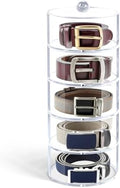 Belt Organizer, 5-Tier Acrylic with Dust Cover, for Closet, Clear by WelcometoOubou