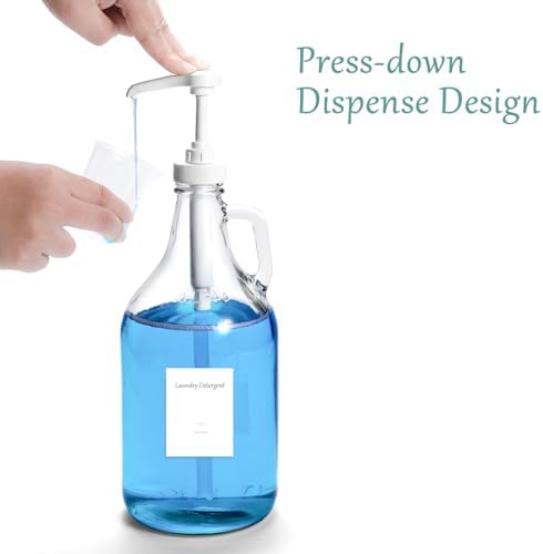 Glass Laundry Detergent Dispenser with Pump, 64OZ Liquid Laundry Soap Dispenser, Fabric Softener Dispenser Bottle for Laundry Room Organization and Storage, 2 Pack - Image 3