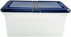 Innovative Storage Designs 55797 File Tote with Hinged Lid, Letter, Plastic, Clear/Navy - Image 2