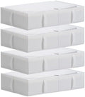 TYEERS Under Bed Storage Containers, Durable Fabric, Washable, Collapsible, Under Bed Storage Bins for Clothes, Blankets, Sheets, Shoes, 27.5x16.5x7 Inches, 4-Pack, White by StorageOrganization