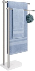 Livabber Standing Towel Rack, 304 Stainless Steel 2-Tier Towel Holder Stand with Marble Base, Modern Stylish Tall Shower Towel Bar for Bathroom Accessories, Pool（Brushed Nickel） by Livabber