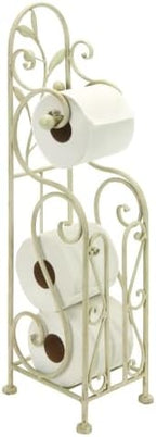 Deco 79 Metal Scroll Toilet Paper Holder with Space to Hold 3 Rolls, 8" x 6" x 24", Cream by Unknown