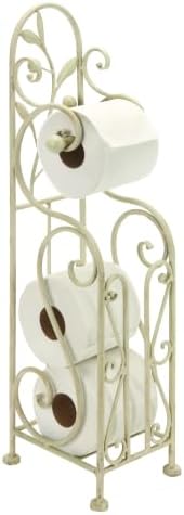 Deco 79 Metal Scroll Toilet Paper Holder with Space to Hold 3 Rolls, 8" x 6" x 24", Cream by Unknown
