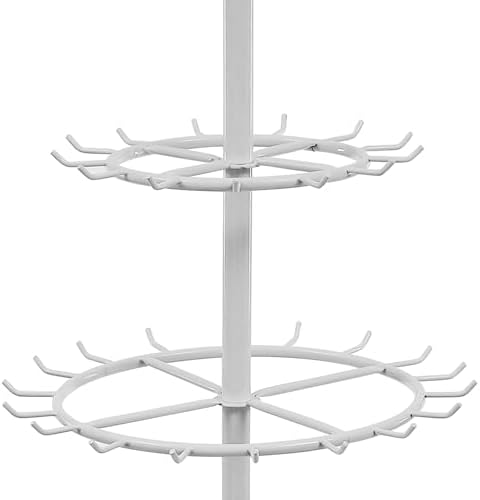 Floor Standing Belt Display, Tie Rack Floor Mounted Belt Hanger Belt Display Shelf Purse Hanger Stand Scarf Stand Adjustable Feet for Home, Boutiques, Clothing Stores, Retail Stores (White) - Image 7