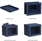 Homsorout Stackable Storage Bins with Lids - Large Storage Box with Lids, Foldable Closet Boxes for Organizing, Wardrobe Clothes Organizer with Window, Cubes Bins for Living Room, 4 Pack, Navy Blue - Image 7