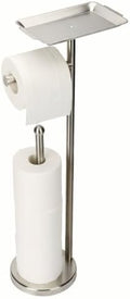 Toilet Paper Holder with Shelf, Freestanding Toilet Paper Stand with Tray for Small Items, Toilet Paper Holder with Storage Space for Extra 4Toilet Paper Rolls (Brushed Nickel, Stainless Steel Base) by tofix