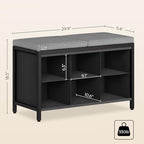 YATINEY Shoe Storage Bench with Cushion, Entryway Bench, Shoe Rack with Padded Seat and 6 Oxford Compartments, for Closet, Bedroom, Entryway, Black and Gray HX01BK - Image 3