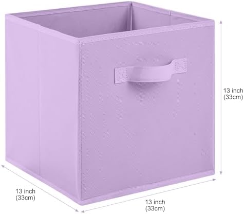 Stero 13x13x13 Inch Fabric Storage Bins 6 Pack Fun Colored Durable Storage Cubes with Handles Foldable Cube Baskets for Home, Kids Room, Closet and Toys Organization Purple - Image 2