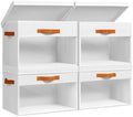 Homsorout Large Storage Bins with Lids - 4 Pack Foldable Decorative Organizers with Clear Windows & Handles, Cube Storage Organizers for Clothes, Blankets, Sweaters, Sheets, White by Homsorout