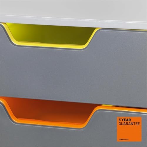Durable Varicolor Drawer Organizer, 5 Color Coded Drawers, Gray - Image 5