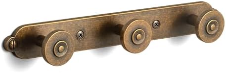 Coat Rack Wall Mounted, Antique Brass Zinc Alloy with 3 Hooks by Deuschwer
